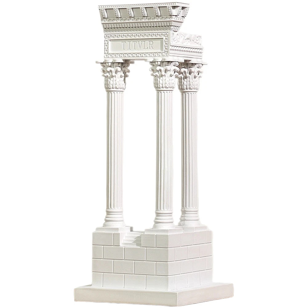 European Style White Resin Sculpture Abstract Temple Pillar for Living Room