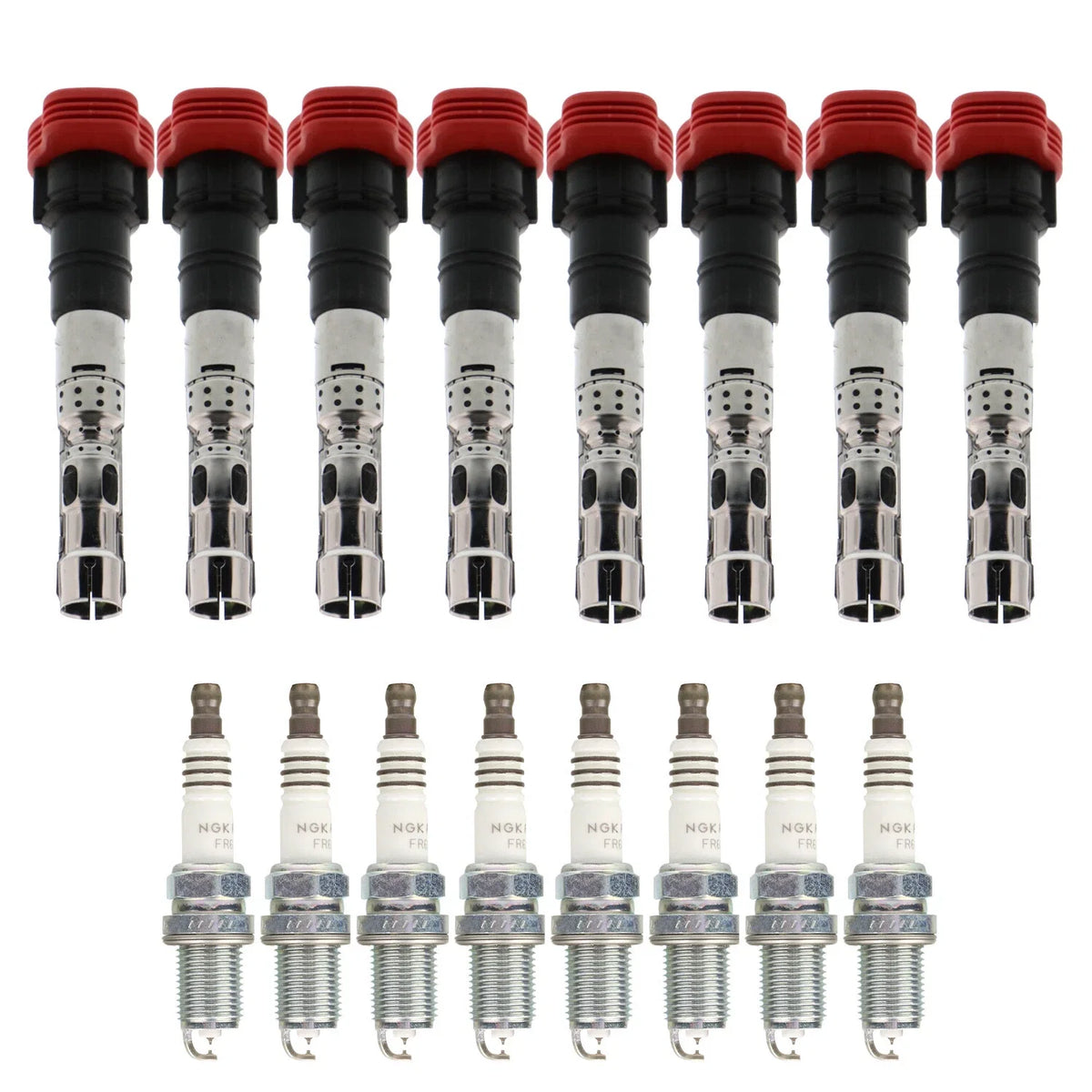 Set of 8 Ignition Coils & NGK Ruthenium HX Spark Plugs for Audi A6 Quattro S4 (2000–2005)