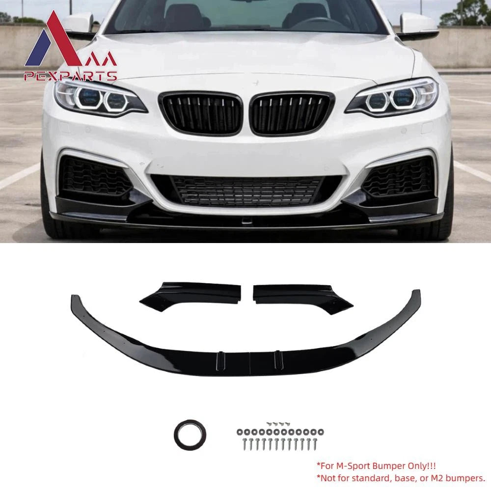 Front Bumper Splitter Lip for BMW F22 230i M240i M-Sport (2014–2020) Glossy Black