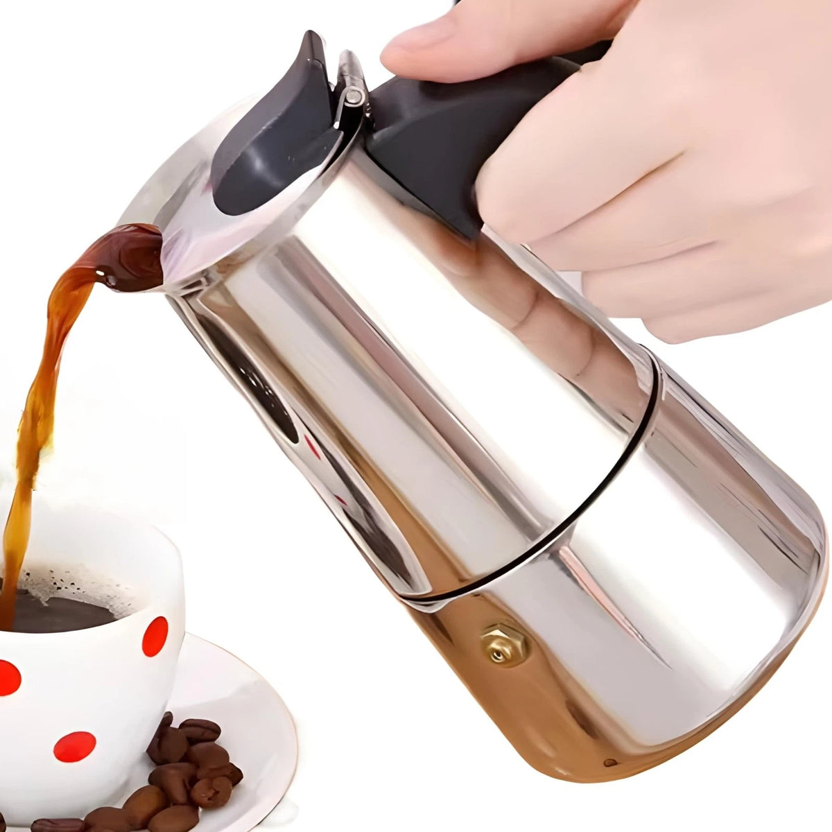 4-Cup Stainless Steel Moka Pot Espresso Maker for Stovetop (200ml)