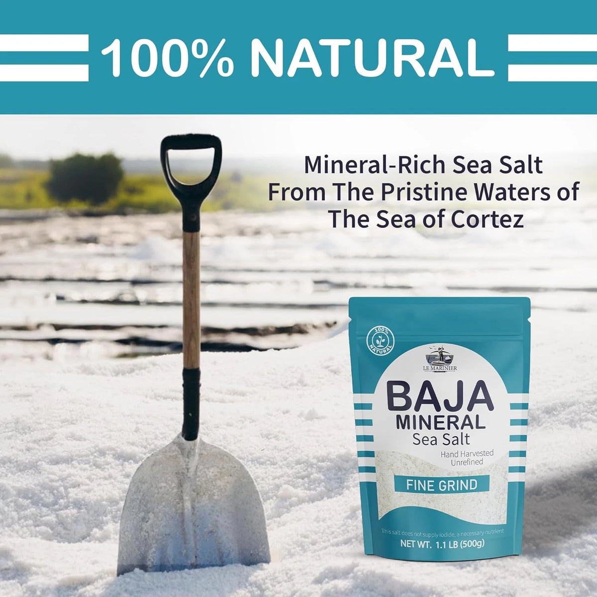 1.1lb Fine Grind Mineral Rich Baja Natural Unrefined Sea Salt