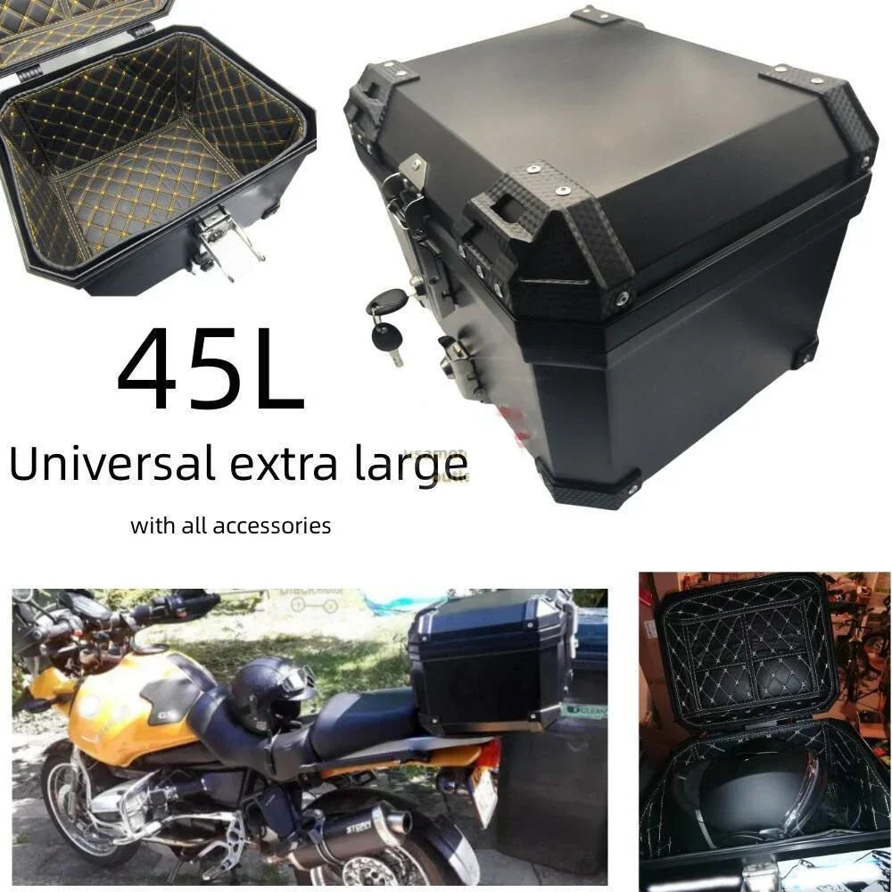 45L Motorcycle Tour Tail Box Trunk Luggage Carrier Case for Black Motorcycles