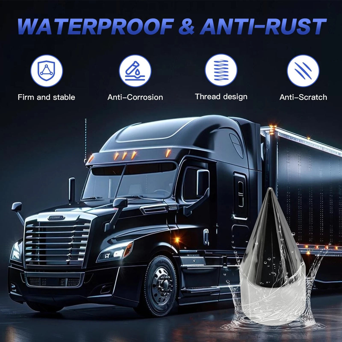 Set of 60 Anti-Rust Chrome Spike Lug Nut Covers for Trucks