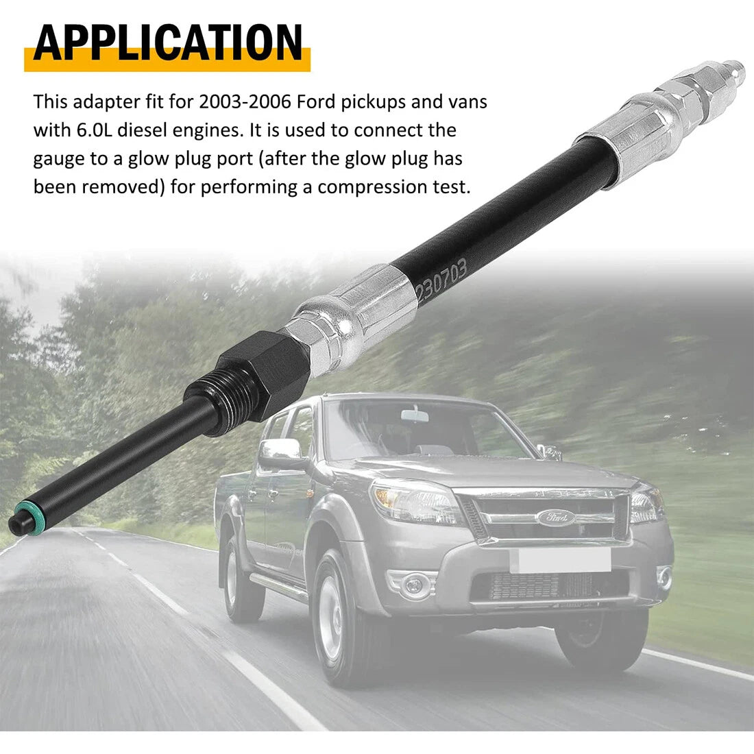 Diesel Engine Compression Tester Adapter for Ford 6.0L 6.4L (2003–2006) - OTC 5021, 6660, 303-757