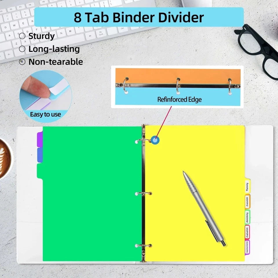 24PCS Set of 3-Ring Binder Dividers with Tabs for Organizing (No Year)