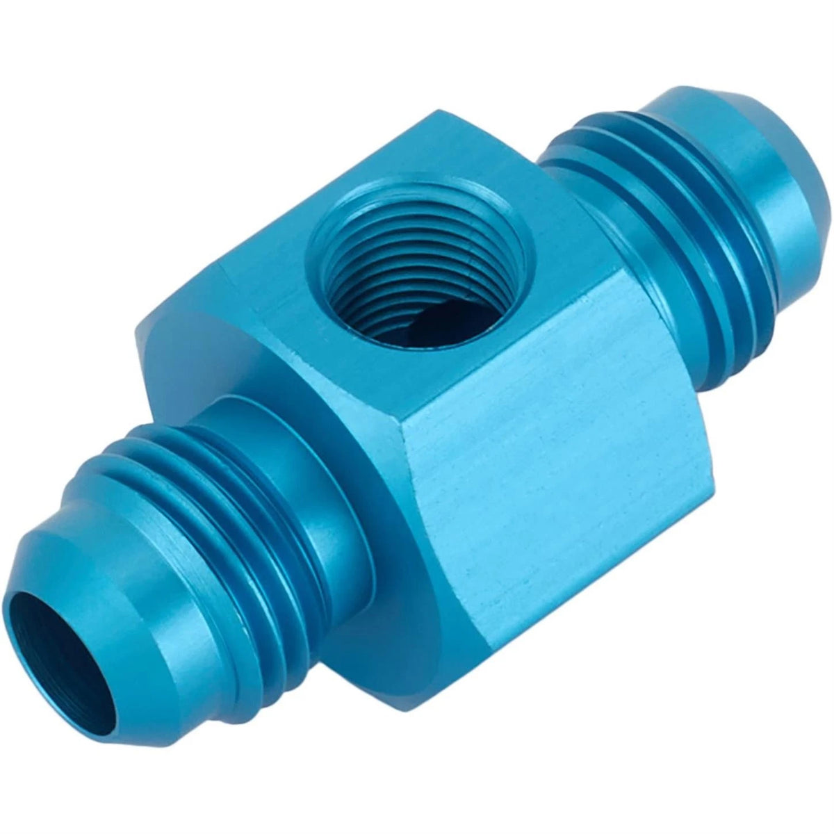 Inline Fuel Pressure Adapter -6 AN to -6 AN w/ 1/8 Inch NPT, Blue (6177000)