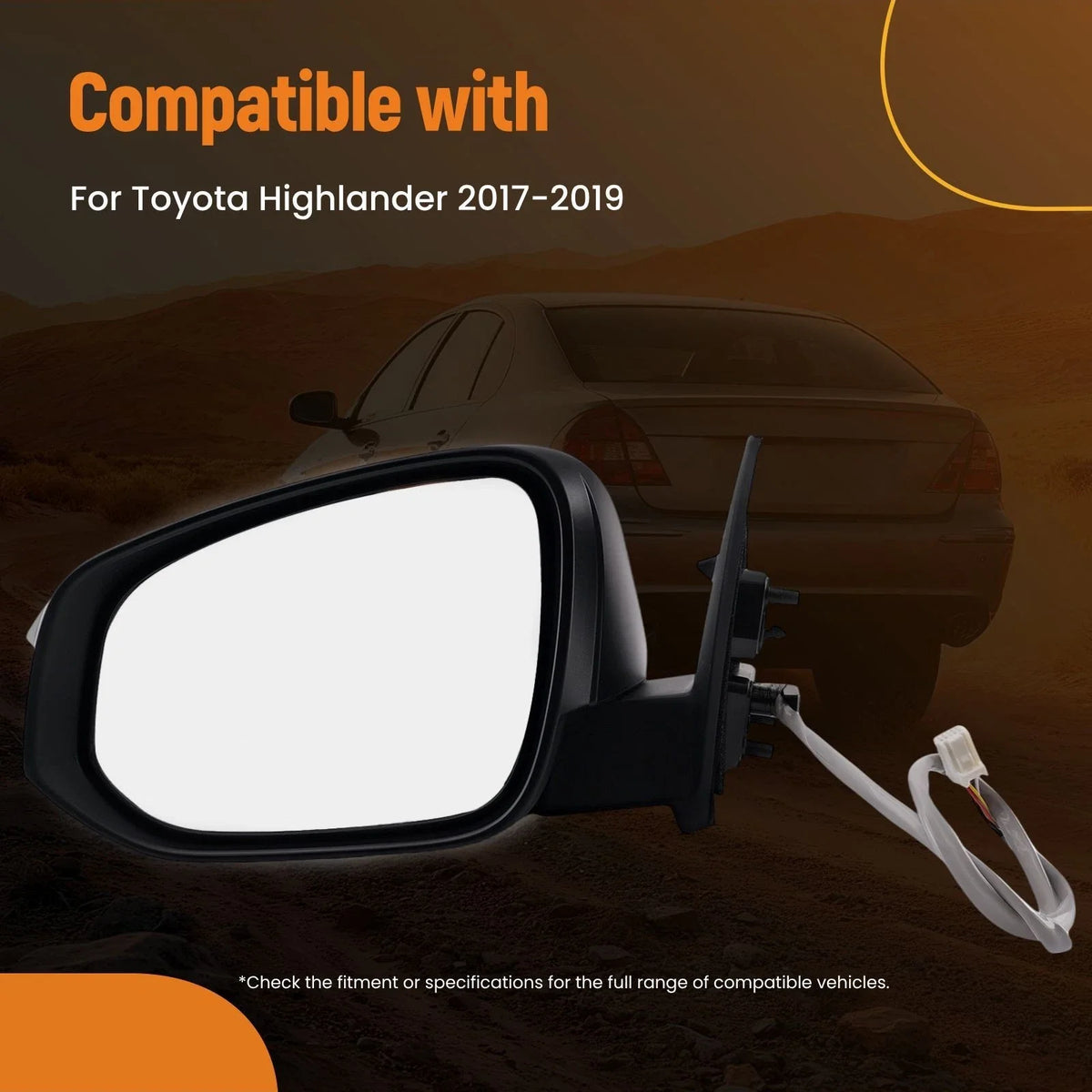 Rear View Mirror Left for Toyota Highlander Hybrid (2014–2019) 879450E040B0 7pin
