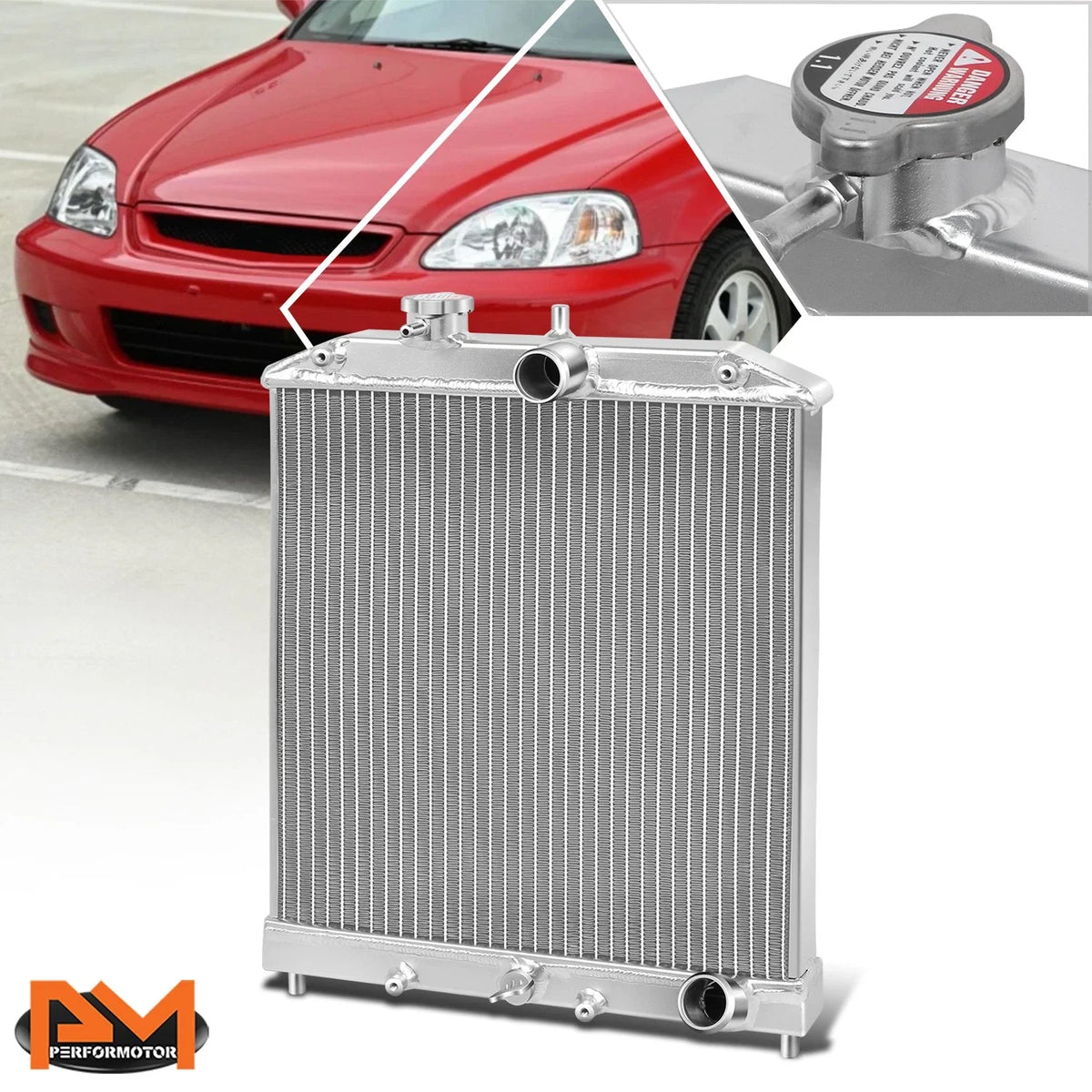 2-Row Aluminum Racing Radiator for Honda Civic (1992–2000) & Integra (1994–2001)