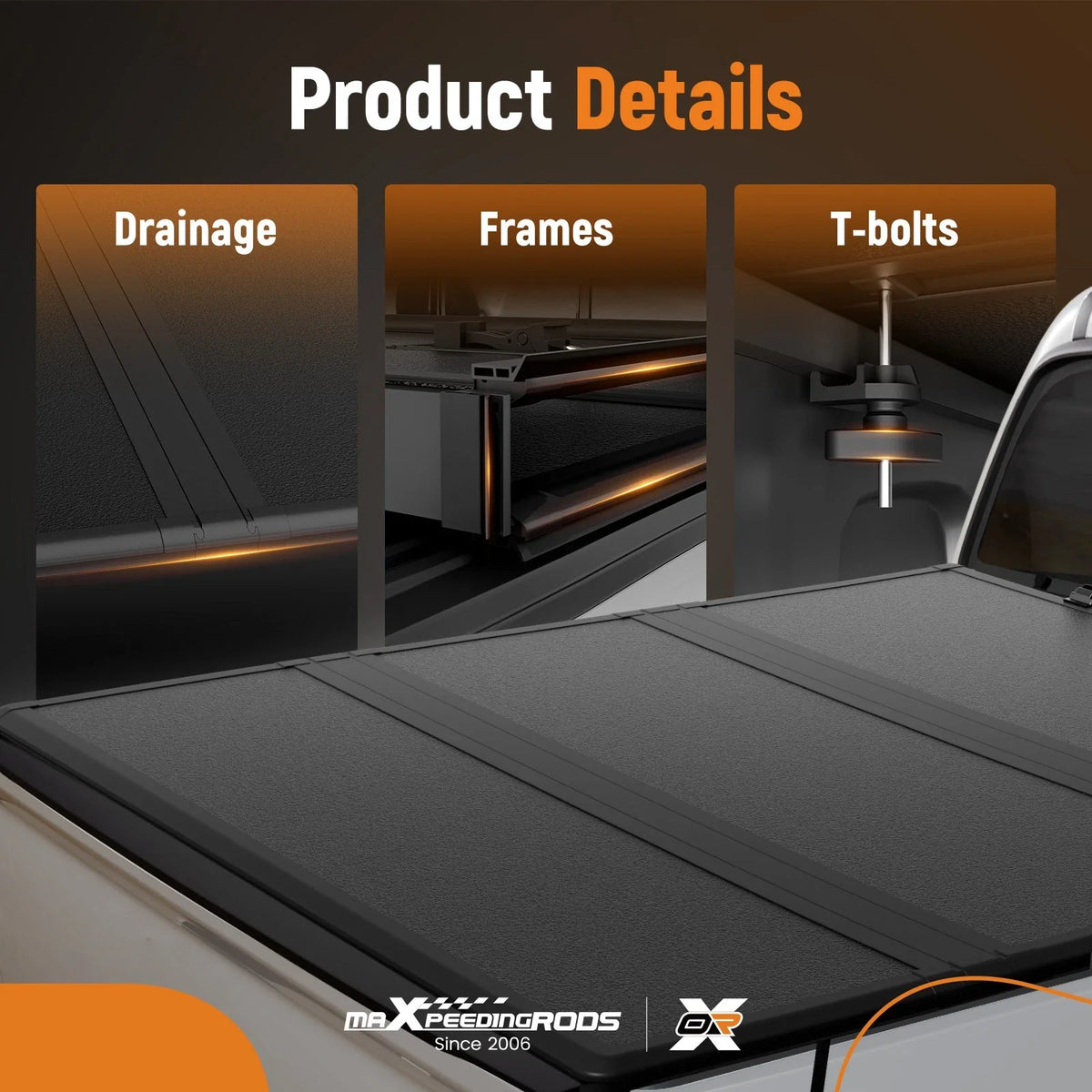 5ft Hard Tri-Fold Tonneau Cover for GMC Canyon (2015–2026) W/LED Lamp