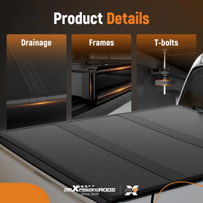 5ft Hard Tri-Fold Tonneau Cover for GMC Canyon (2015–2026) W/LED Lamp