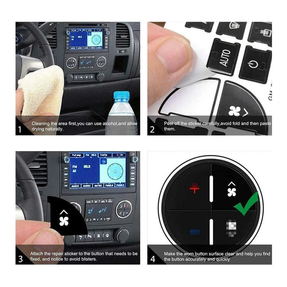 Radio and A/C Climate Control Button Repair Decal for GM GMC