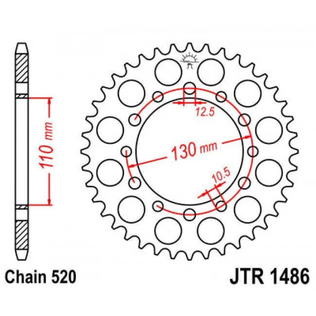 42 Tooth Rear Steel Sprocket for Honda FourTrax 200 1990–1997 (JTR1486.42)