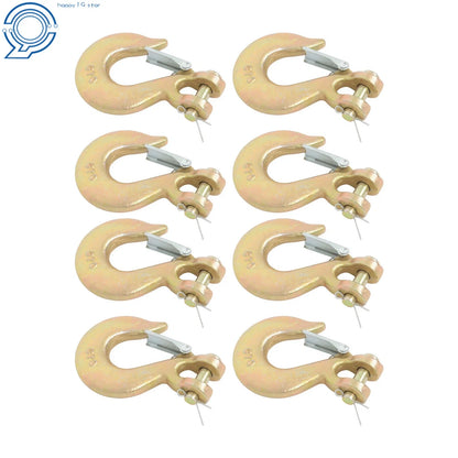 Set of 8 Clevis Slip Hooks w/ Latch for Flatbed Truck Trailer