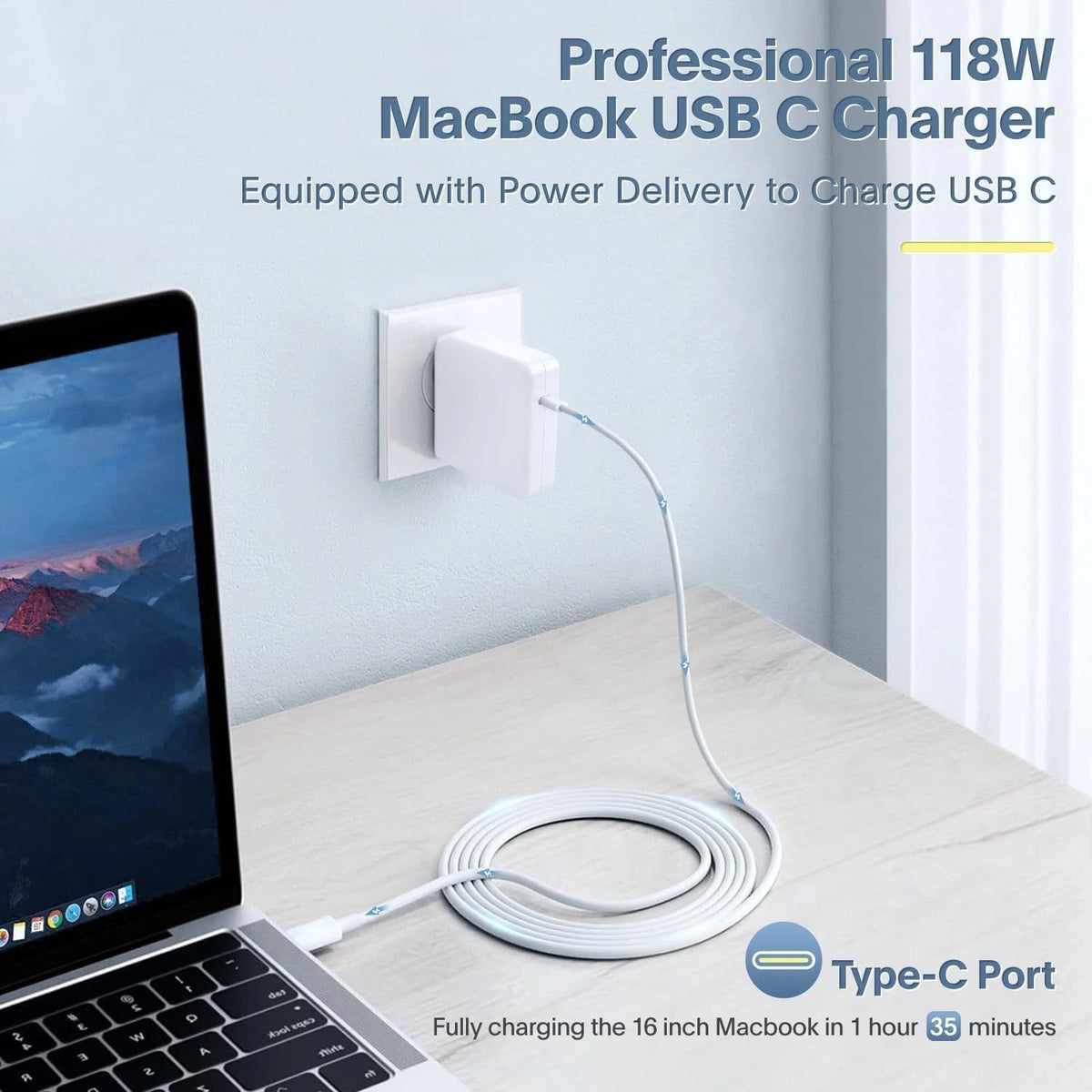 118W USB C Fast Power Adapter for MacBook Pro
