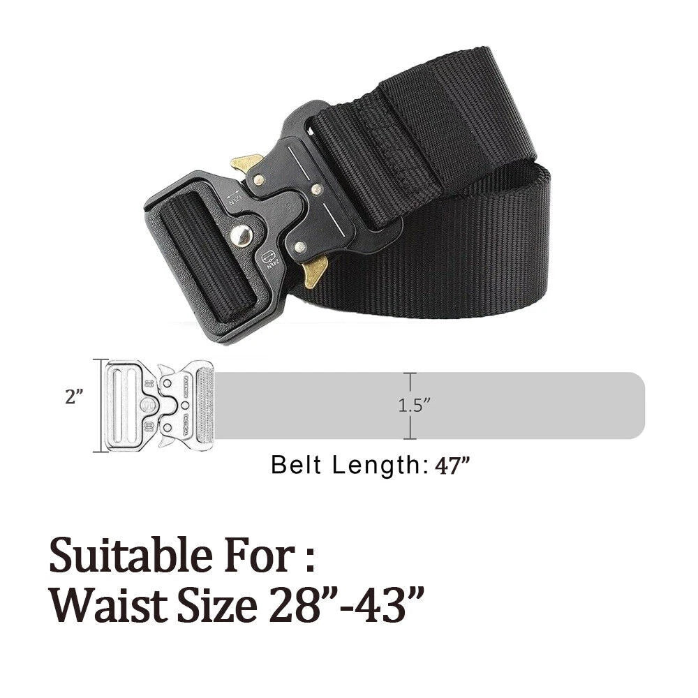 Adjustable Tactical Army Belt for Men - Quick Release Pants Waistband
