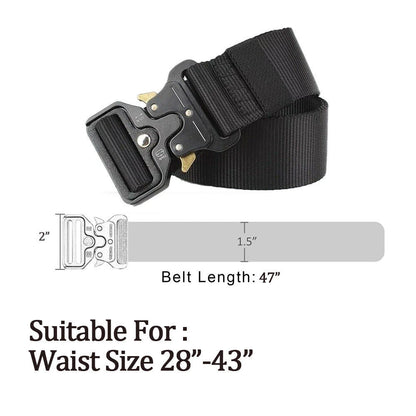 Adjustable Tactical Army Belt for Men - Quick Release Pants Waistband