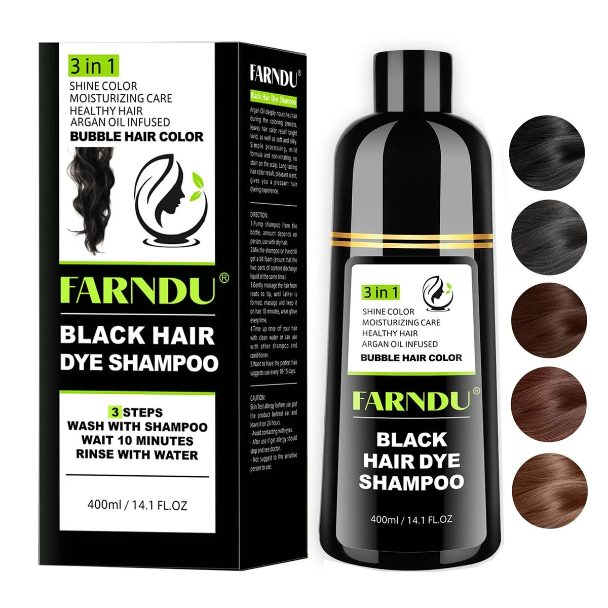 Black Hair Dye Shampoo for Women & Men (Pack of 1)