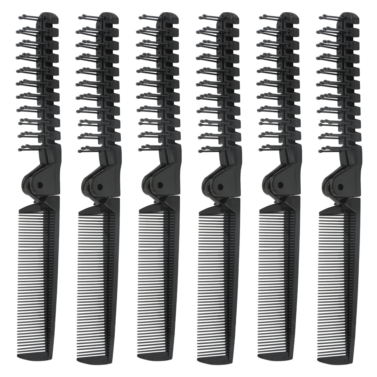 6X Travel Folding Hair Brush and Comb Set - Anti-Static Mini Pocket Combs