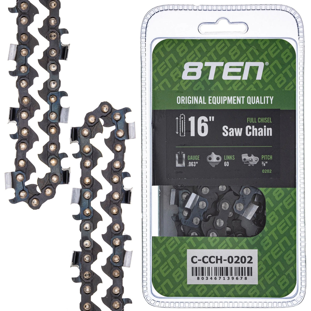 8TEN 16" Chainsaw Guide Bar & 2 Chains .063 3/8 60DL for Stihl 066 MS 660 (1996–2023)