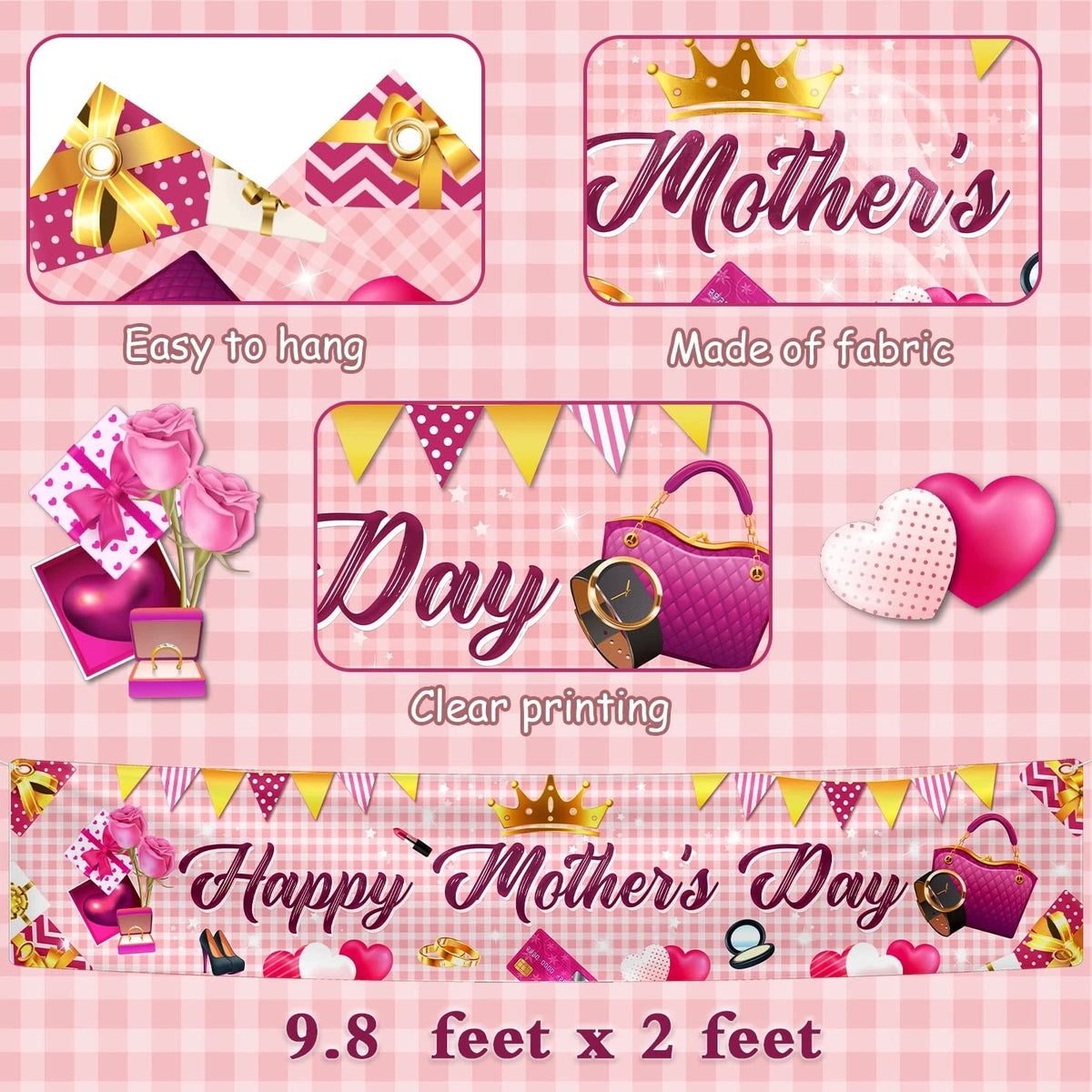 Mother's Day Fence Banner Decoration for Yard Party Supplies