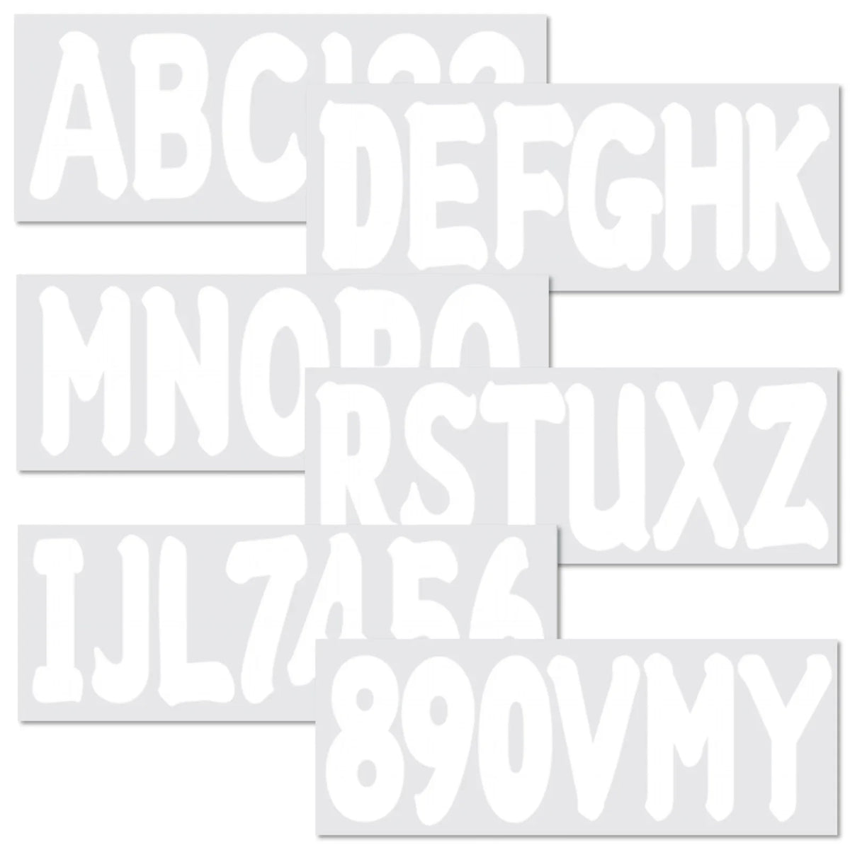 Set of 4 Custom Boat Registration Decal Stickers A-Z & 0-9 White
