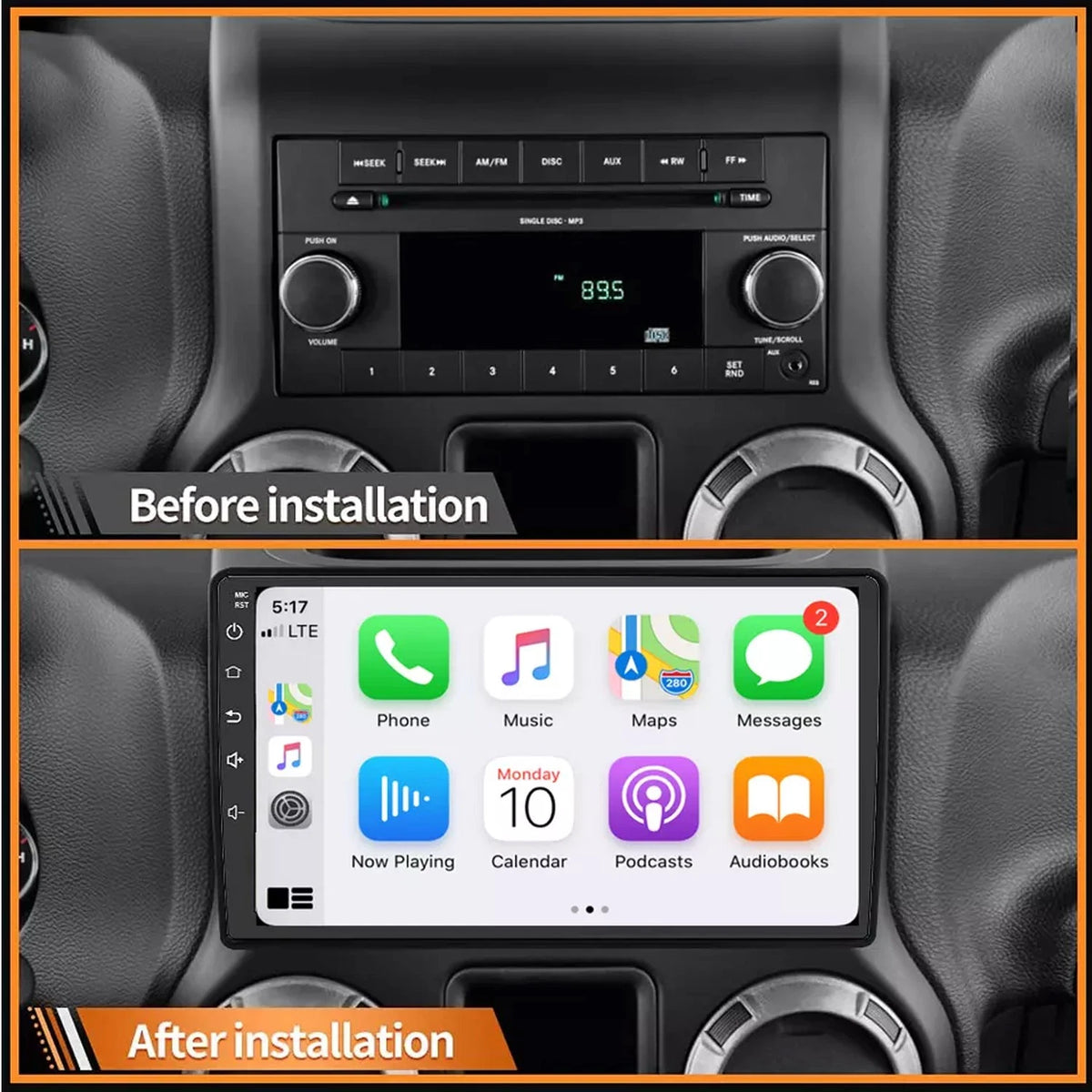Android 13 GPS Carplay Stereo for Jeep Wrangler (2011–2023)