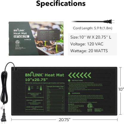 4X Seedling Heat Mat for Hydroponics (10" x 20")