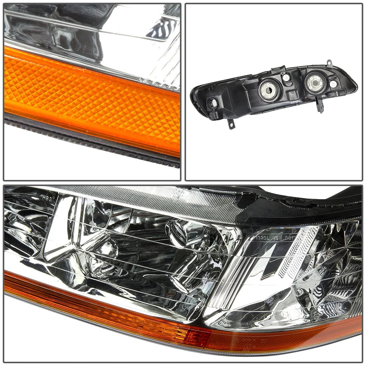 Pair Chrome Housing Amber Corner Headlight for Honda Accord (1998–2002)