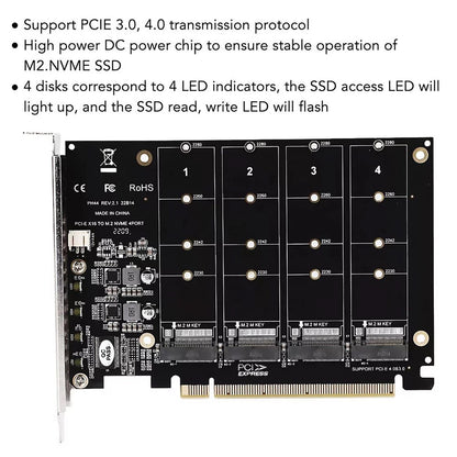 M.2 NVMe SSD to PCIe X16 Adapter Card Kit for PC Expansion