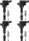 Set of 4 Ignition Coils & Spark Plugs for Hyundai Elantra 2.0L, Kia Forte, Optima 2.4L