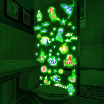 Luminous Underwater World Wall Stickers for Bathroom Bedroom Decor
