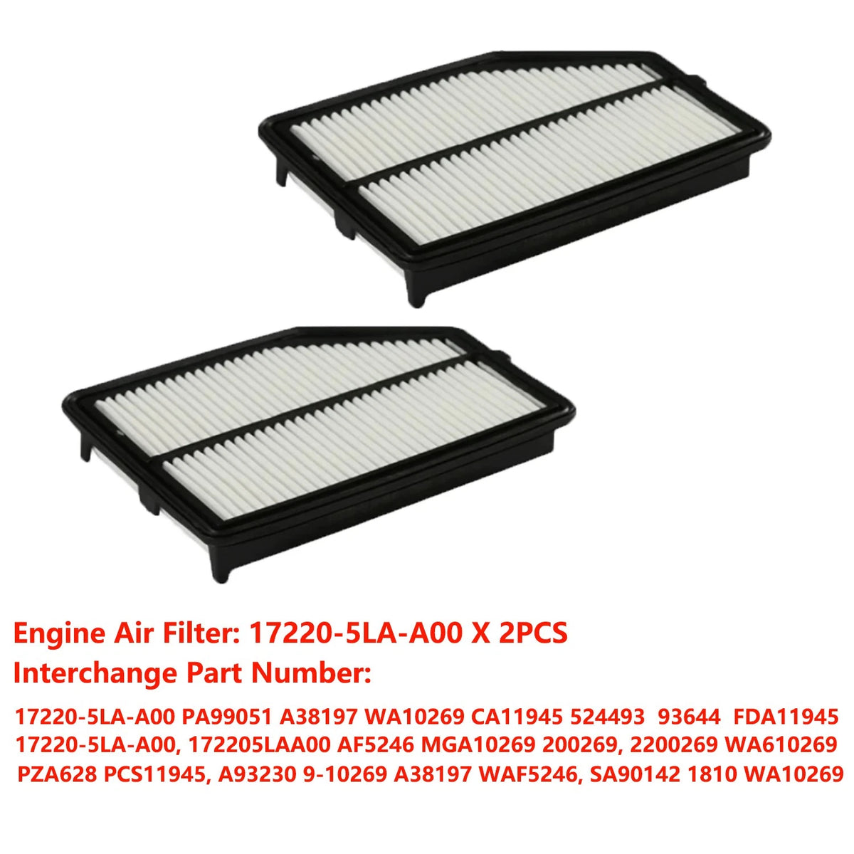 2X Engine Air Filter for Honda CR-V 2015-2016 (17220-5LA-A00)