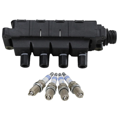 Ignition Coil & 4 Platinum Spark Plugs Kit for BMW 1.8L 1.9L L4 (1994–2000)