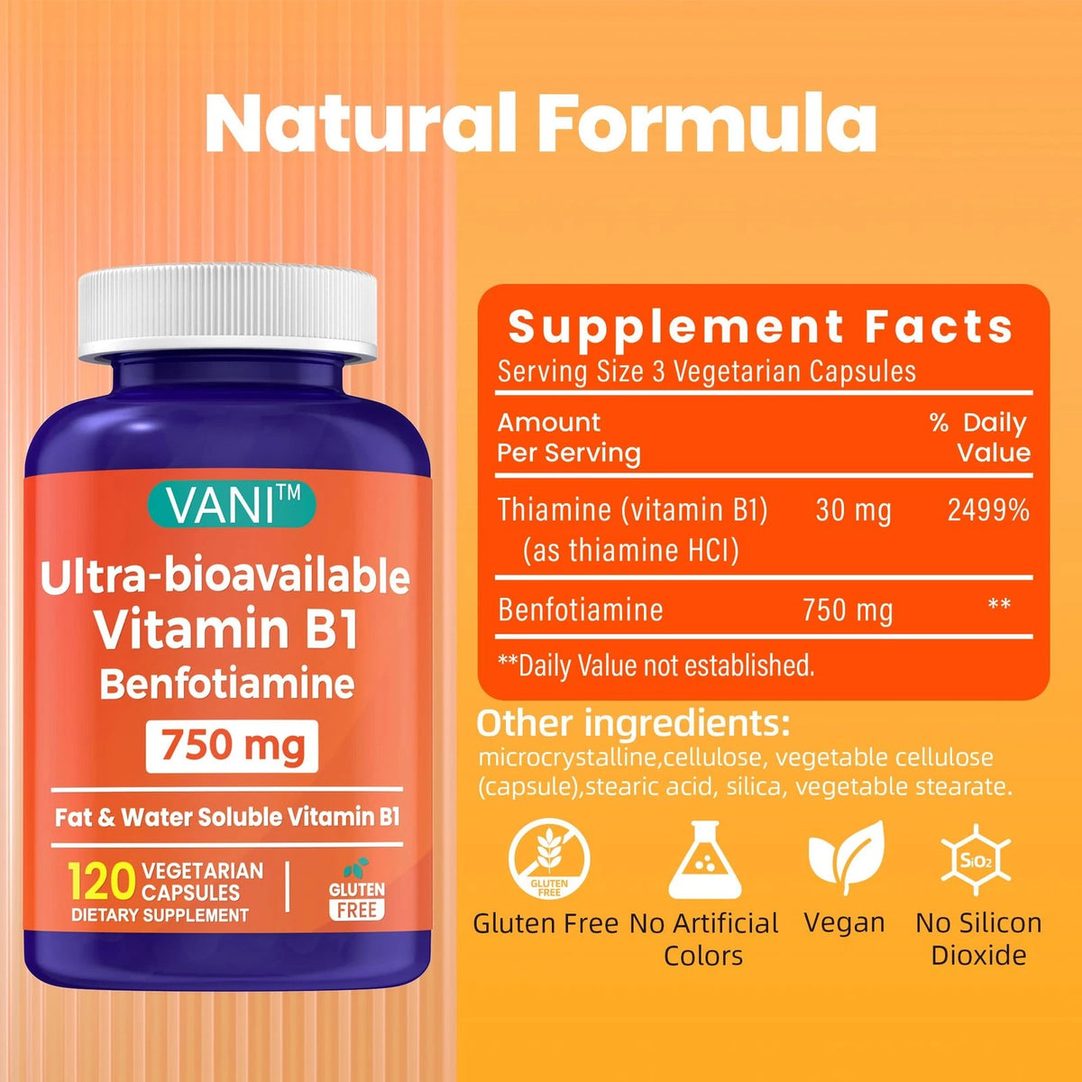 Benfotiamine 750mg for Dietary Supplement (120 Count)