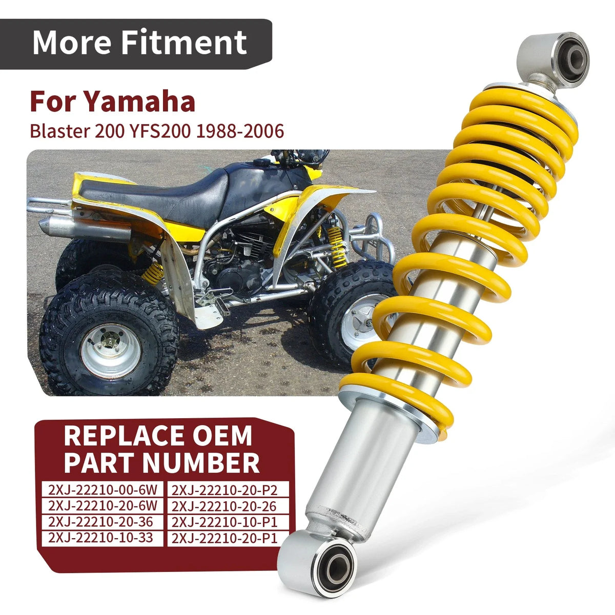 2X Rear Shock Absorber for Yamaha Blaster YFS200 (1988–2006) 2XJ-22210-20-P1