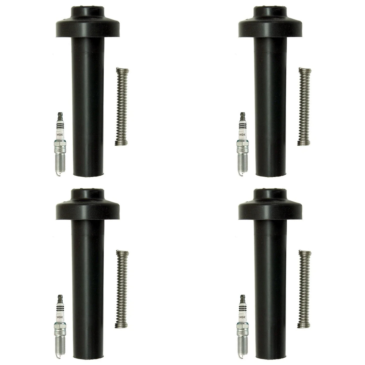 Set of 4 NGK Iridium IX Spark Plugs & Coil Boots for Alero Cavalier Vue (1999–2005)