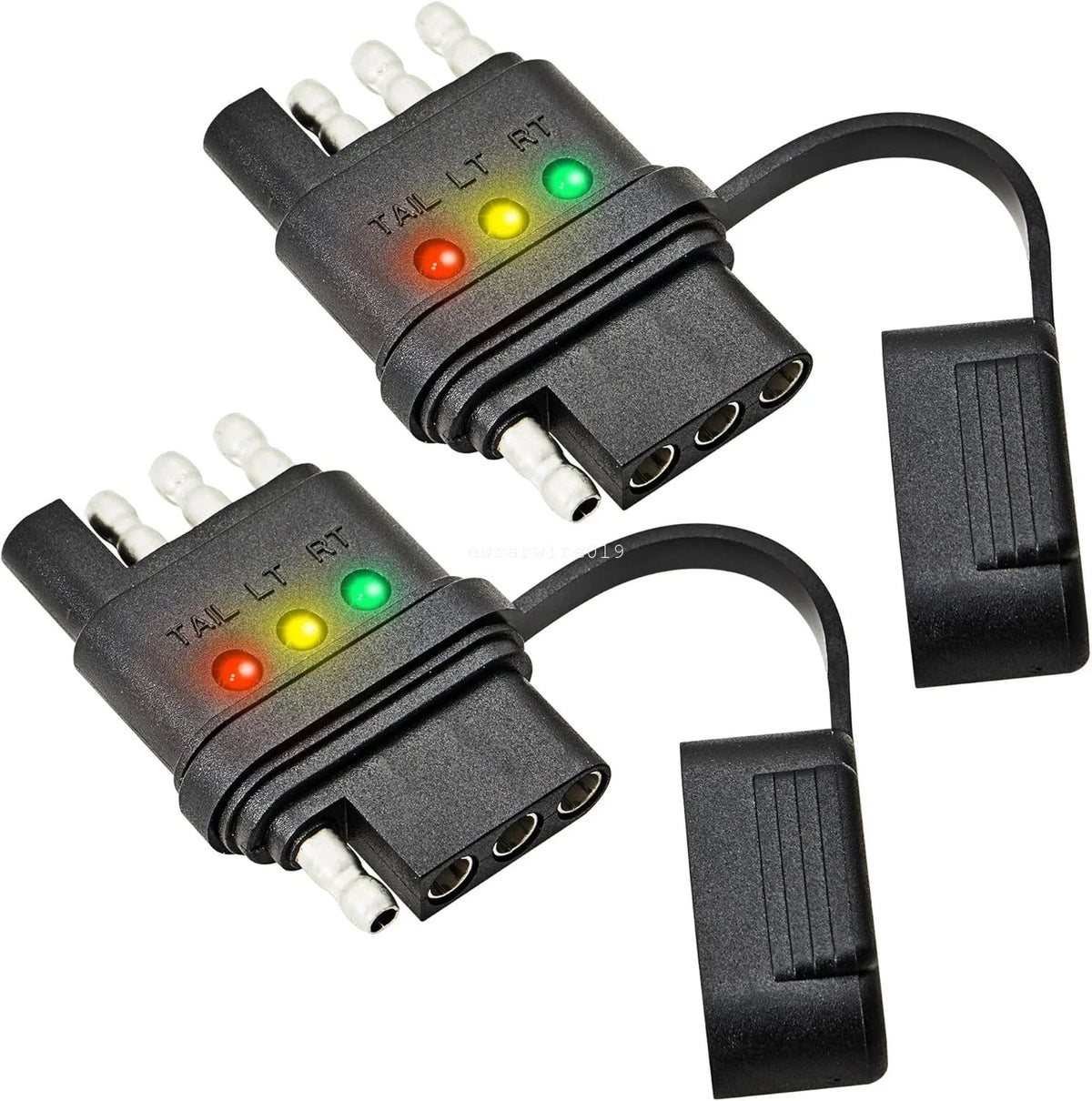 2X Trailer Wire Circuit Tester 4 Pin Male Female Plug with LED Indicators