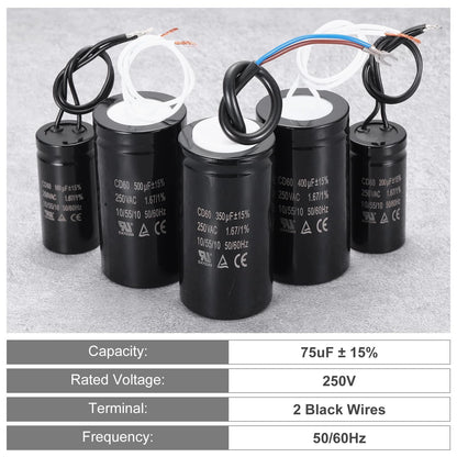 75uF Run Capacitor for MECCANIXITY CD60 (250VAC, 50/60Hz)