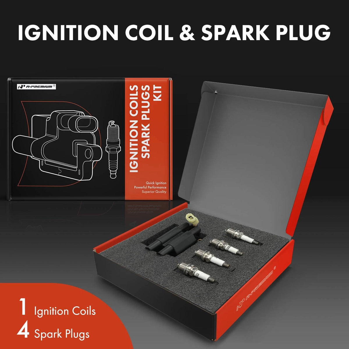 1x Ignition Coil & 4x Iridium Spark Plugs for Subaru Impreza (22433AA230, 22433AA240, UF160)