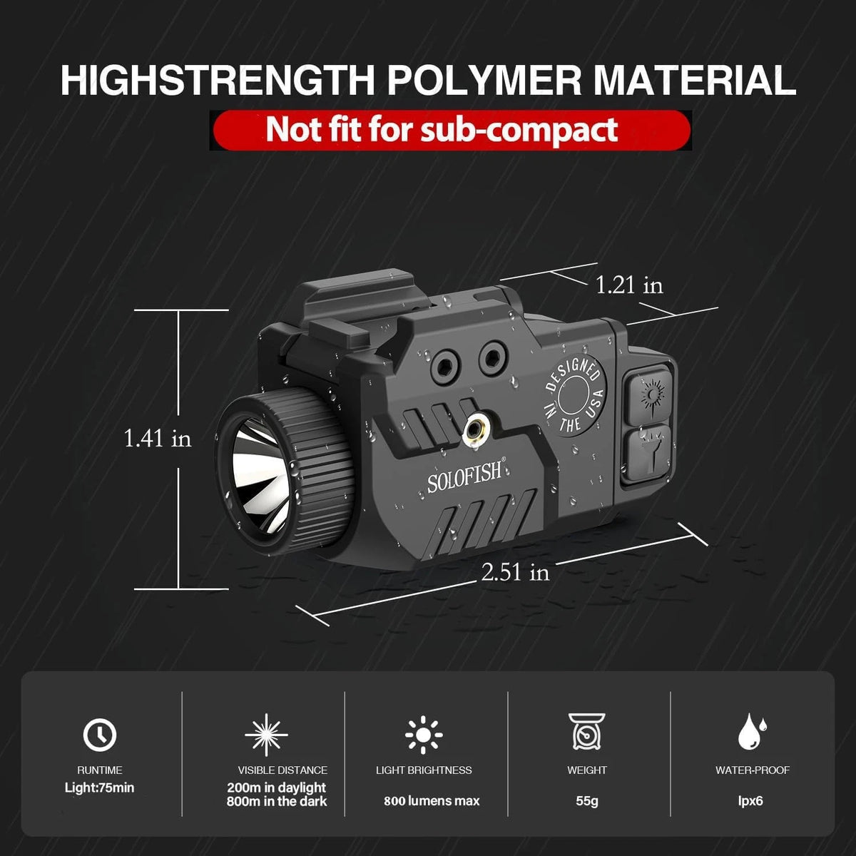 800 Lumens Adjustable Pistol Light Laser Combo for Universal Fit