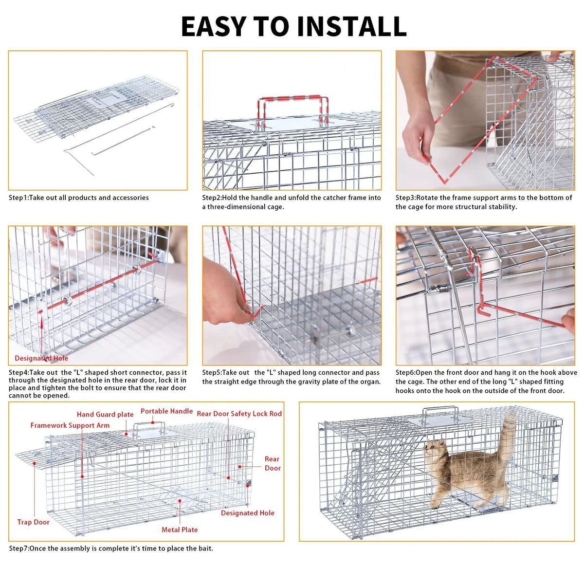 32 Inch Humane Animal Trap Cage for Raccoons Squirrels Cats Rabbits