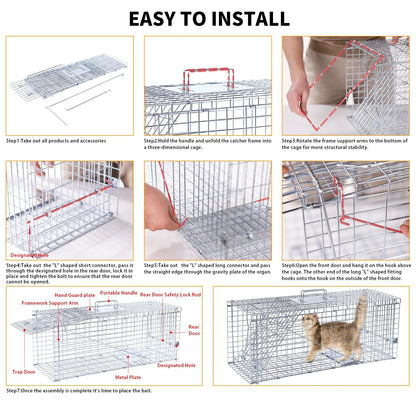 32 Inch Humane Animal Trap Cage for Raccoons Squirrels Cats Rabbits