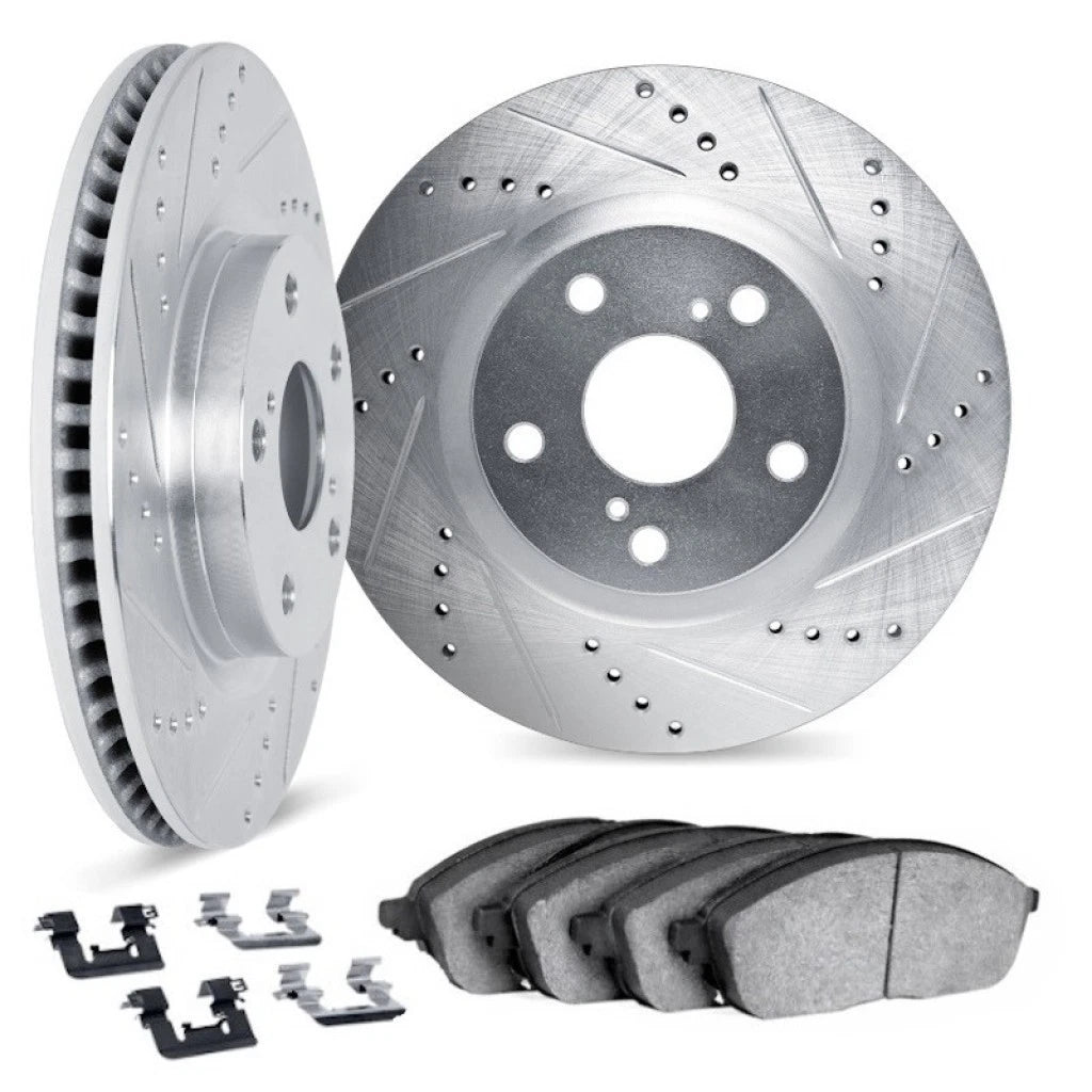 Rotor Set Front for BMW 740i (1997–2001) ALX-PAU-DF-7512-31029-CLA3 Vented Drilled Slotted