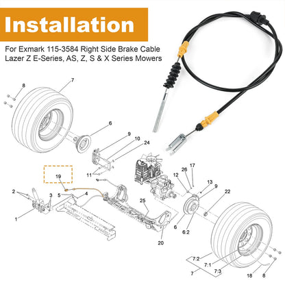 Right Side Brake Cable for Exmark Lazer Z E-Series (AS, Z, S & X)