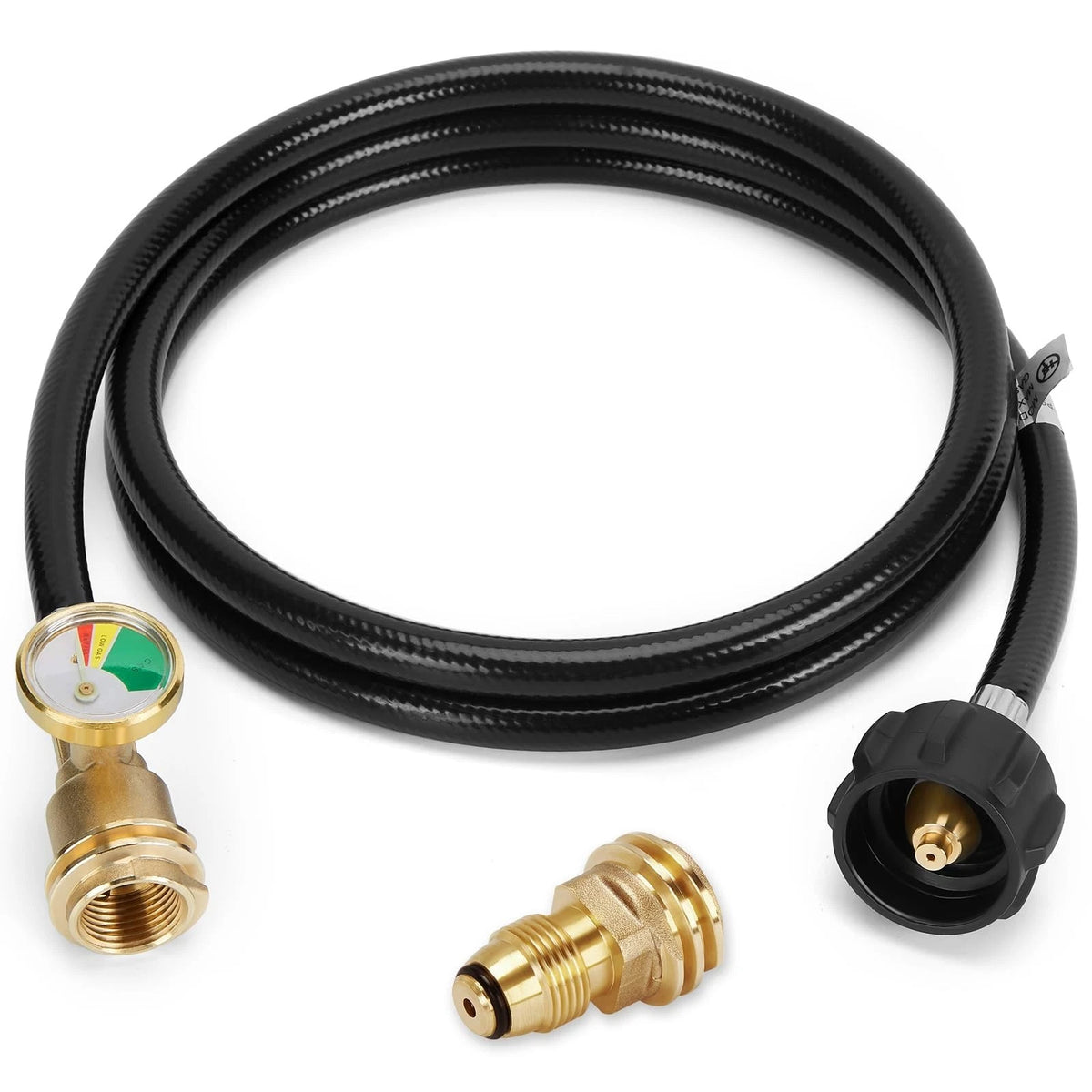 6 Feet Propane Tank Extension Hose with Gauge for Gas Grill, Heater