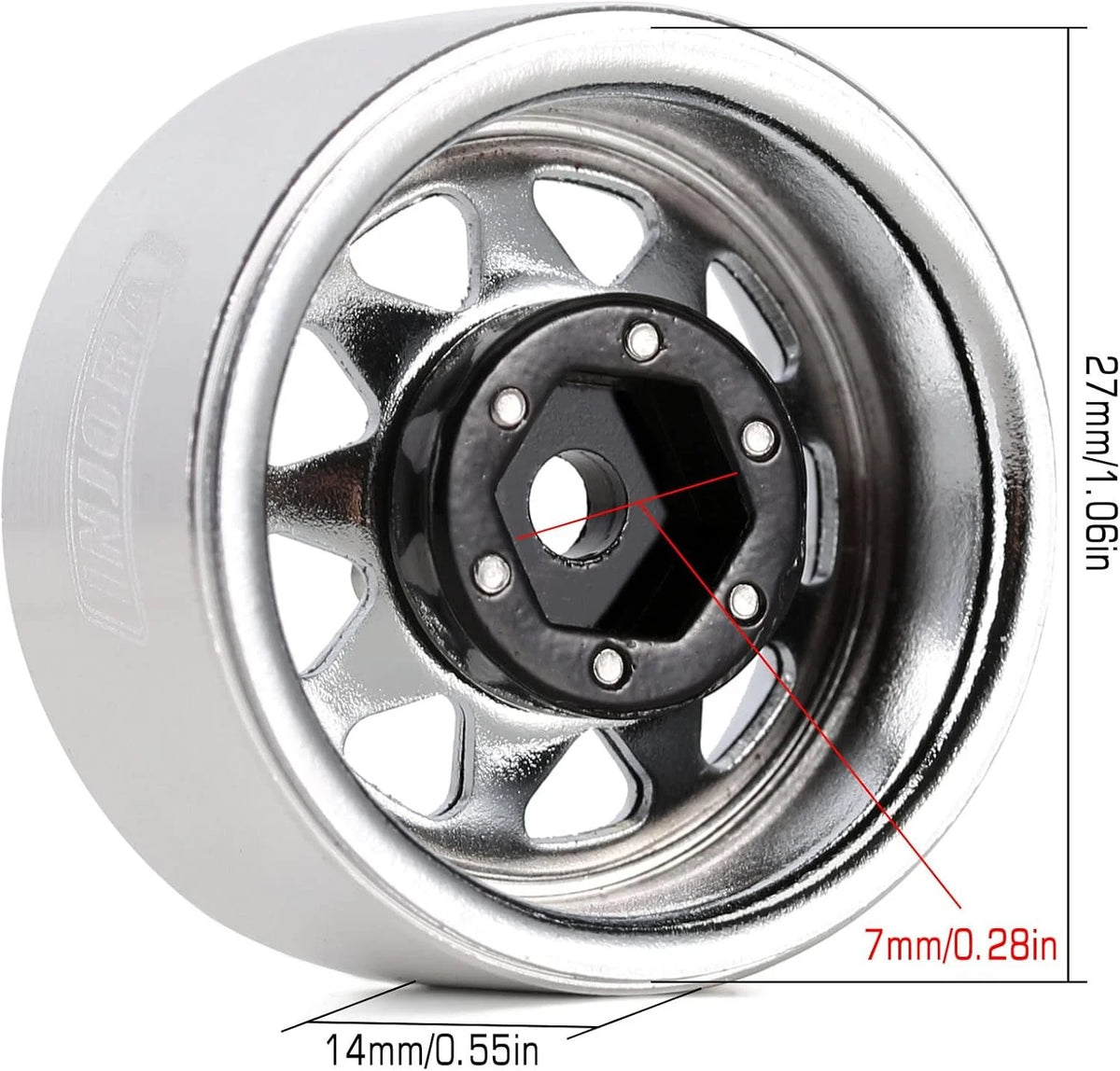 1.0" Beadlock Wheels for INJORA (No Specific Years) - Stamped Steel, Silver