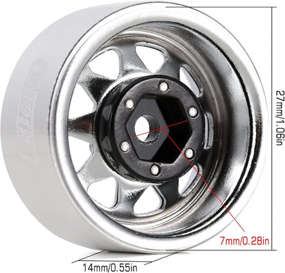 1.0" Beadlock Wheels for INJORA (No Specific Years) - Stamped Steel, Silver