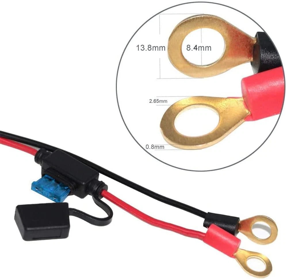 6FT 12V Cigarette Lighter Socket to Eyelet Extension Cable w/15A Fuse