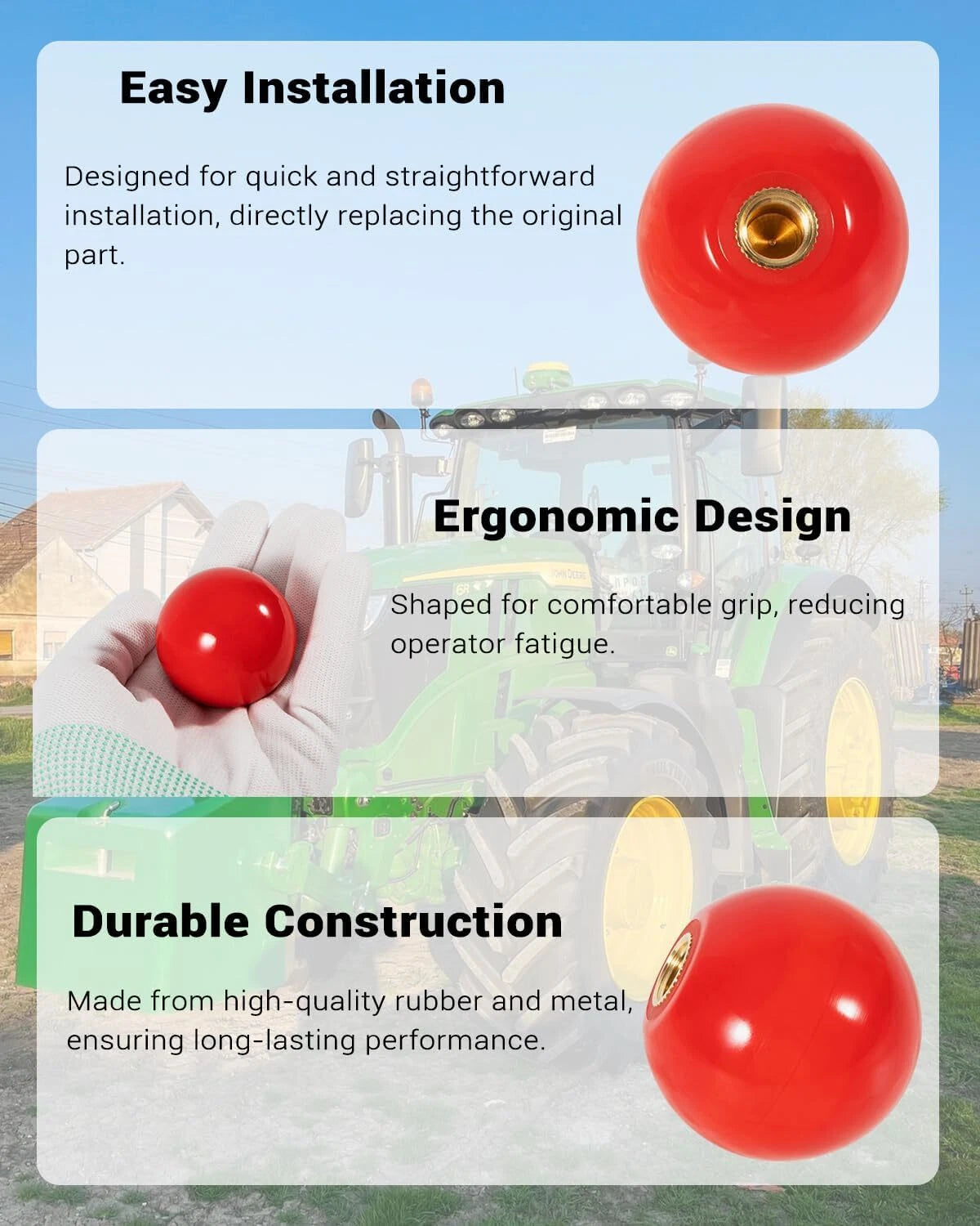 Gear Shift Lever Knob for John Deere Tractors (R50864, R153875, R161382)