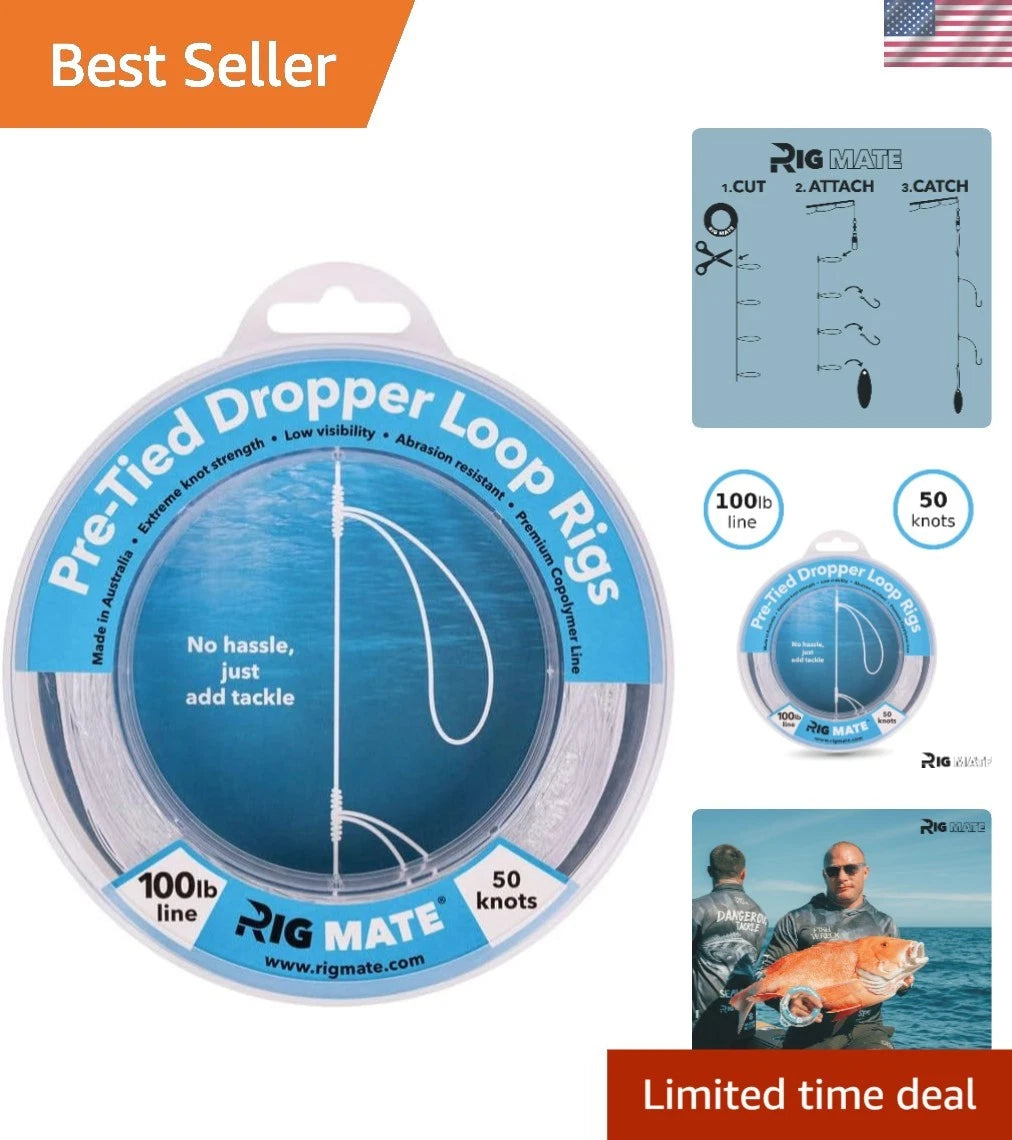 100 lb Pre-Tied Dropper Loop Rigs for Saltwater & Freshwater Fishing